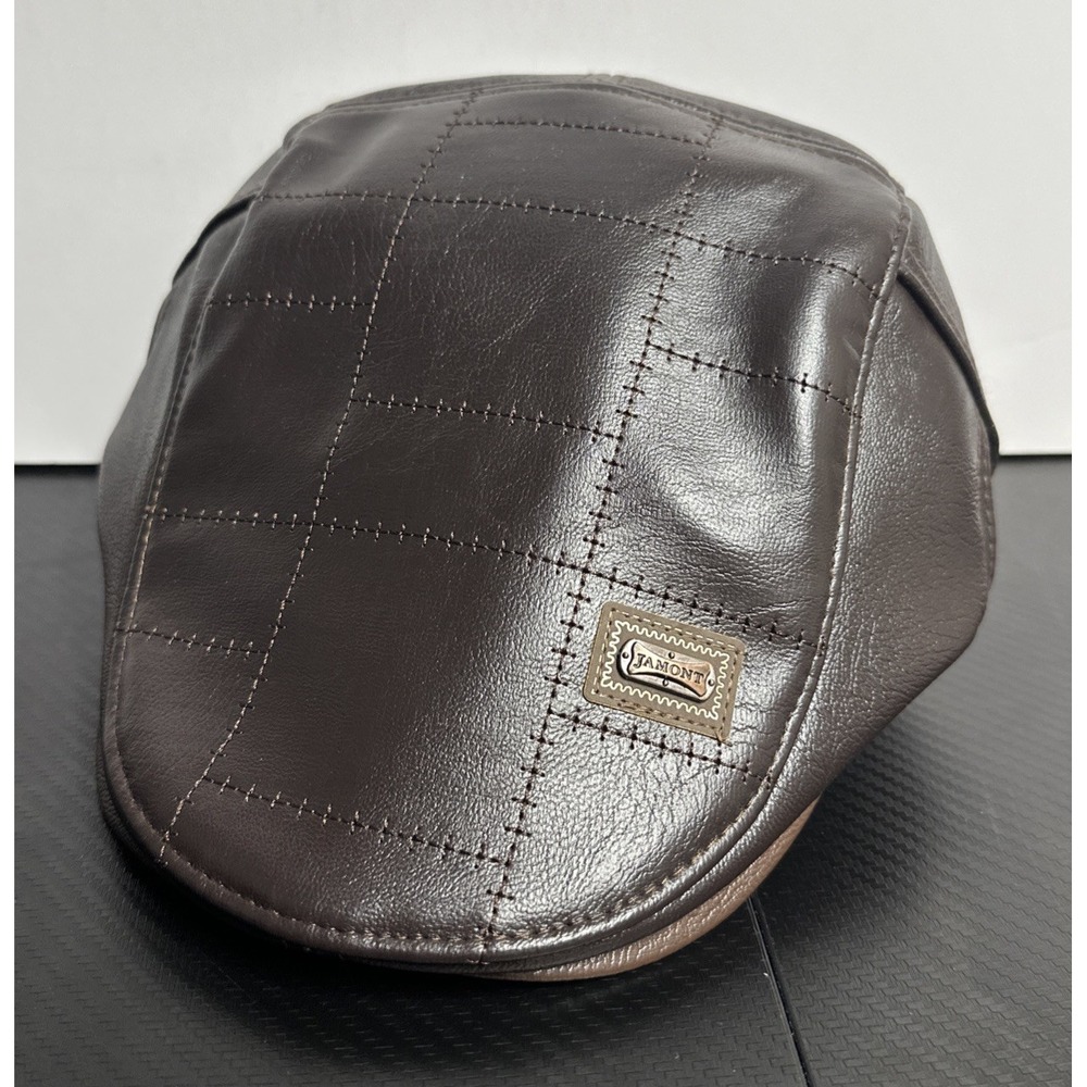 Jamont Brown Patch Pleather Newsboy Newsie Cap Hat Peaky Blinders Style